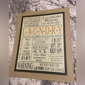 Metal Laundry Sign for Room Decor 16.5 X 19
